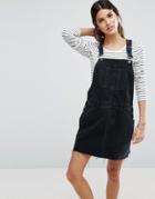 Asos Denim Overall Dress In Washed Black - Black