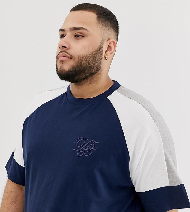 Duke King Size T-shirt With Curved Hem And Raglan Sleeves-navy