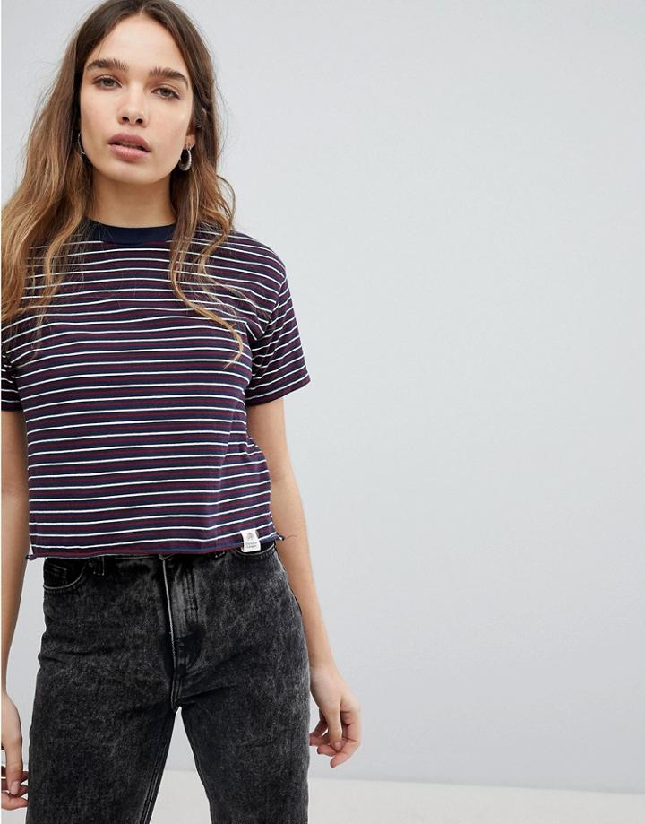 Pull & Bear Navy Stripe Tee - Navy
