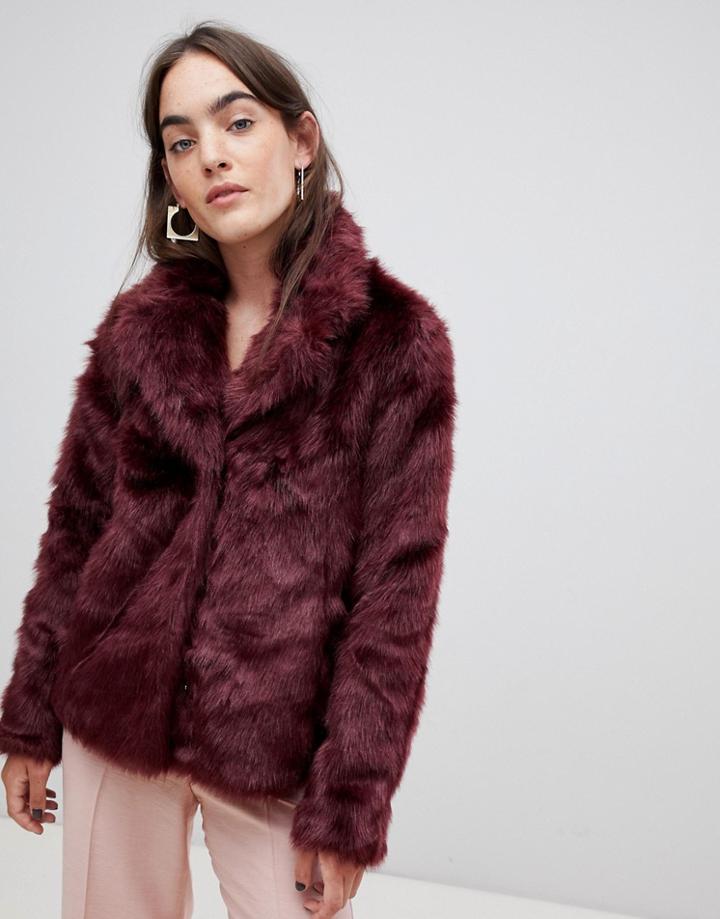 B.young Shaggy Faux Fur Coat - Purple