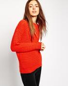 Asos Sweater In Chunky Ripple Stitch With Wool - Red $33.02