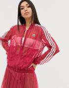 Adidas Originals Sleek Mesh Tulle Track Jacket In Pink - Pink