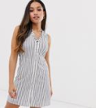 Vero Moda Petite Stripe Button Front Dress-yellow