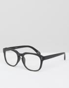 Asos Sqaure Glasses In Rubberised Black With Clear Lens - Black