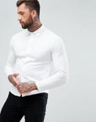 Boohooman Regular Fit Pique Shirt In White - White