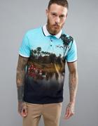 Ted Baker Golf Polo With All Over Scene Tee - Blue