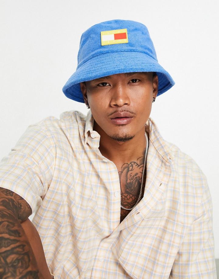 Tommy Jeans Acid Towelling Bucket Hat In Blue
