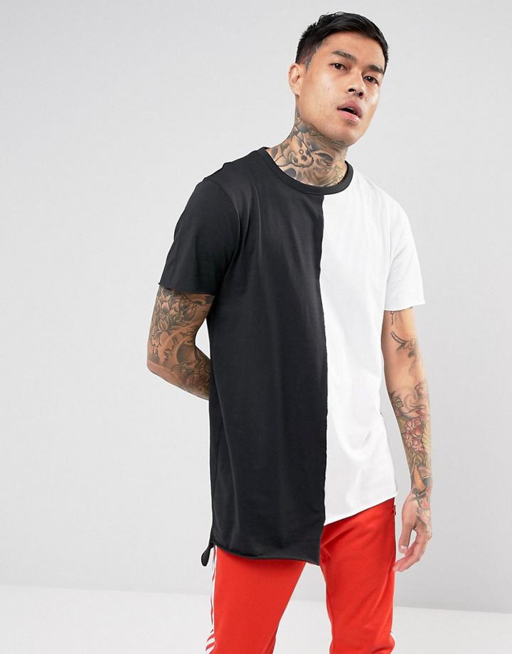 New Look Color Block T-shirt In Black And White - White