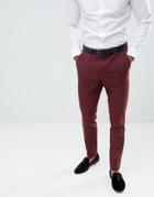 Asos Design Skinny Tuxedo Suit Pants In Burgundy - Red