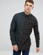 New Look Regular Fit Half Check Shirt In Green - Green