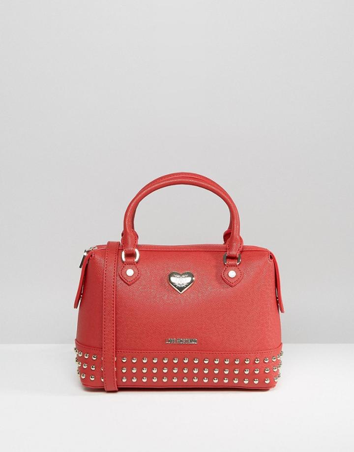 Love Moschino Studded Bag With Double Strap - Red