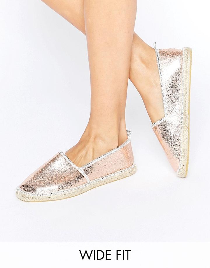 Asos Josie Wide Fit Metallic Espadrilles - Beige