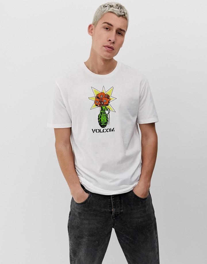 Volcom Flower T-shirt In White