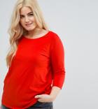 New Look Curve 3/4 Sleeve Slouchy Tee - Red