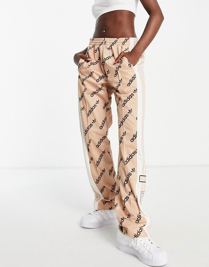 Adidas Originals 'logomania' Repeat Logo Adibreak Side Snaps Track Pants In Blush-pink