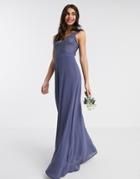 Tfnc Bridesmaid Scalloped Lace Top Dress In Navy