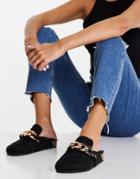 Miss Selfridge Volcan Black Backless Chain Detail Slipper