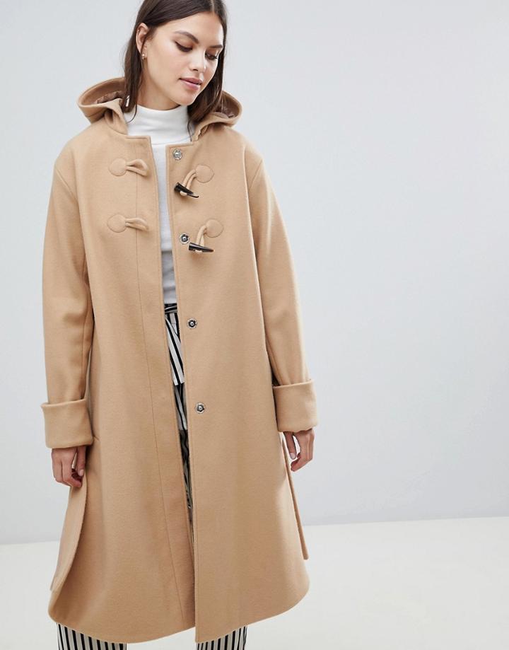 Asos Design Minimal Duffle Coat-brown