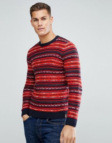 Tom Tailor Sweater With Red Fairisle - Red