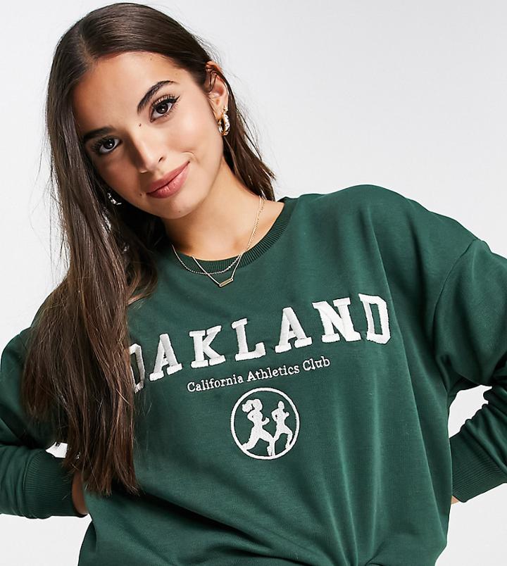Stradivarius California Sweatshirt In Forest Green