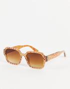 Asos Design Checkerboard Square Sunglasses In Brown