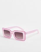 Asos Design Recycled Frame Tramline Mid Square Sunglasses In Pink