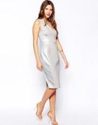 Asos Textured Panel Pencil Dress - Gray