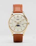 Henry London Westminster Moonphase Brown Leather Watch With Date - Brown