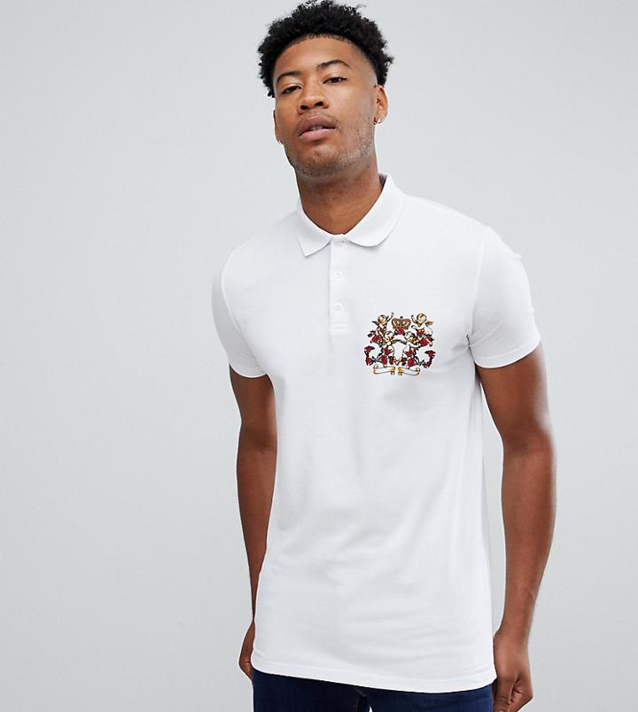 Asos Design Tall Polo With Cherub Print - White