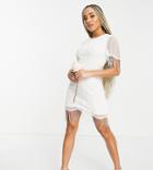 Starlet Bridal Cap Sleeve Fringe Sequin Mini Dress In Ivory-white