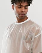 Asos Design Oversized T-shirt In Clear Transparent Fabric - White