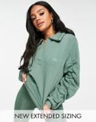 Asos Design Oversized Sweat With Ruched Sleeves In Sage-green