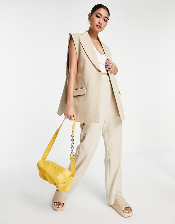 Vero Moda Aware Longline Sleeveless Blazer In Beige-neutral