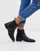 Asos Design April Leather Chelsea Boots In Black - Black