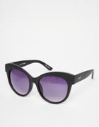 Quay Maiden Round Cat Eye Sunglasses - Black