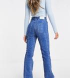 Collusion X008 Flare Jeans In Blue Snake Print-multi