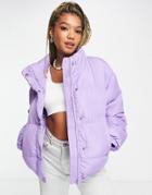 Asos Design Oversized Recycled Puffer Jacket In Purple