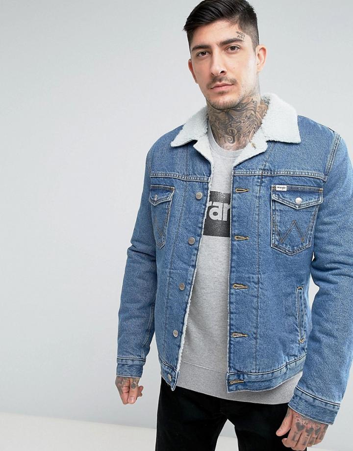 Wrangler Light Stone Sherpa Jacket - Blue