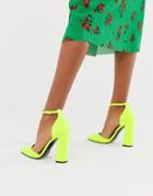 Asos Design Pebble Pointed High Heels In Neon Yellow