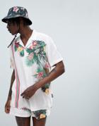 Jaded London Floral Print Shirt With Side Stripe - White