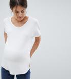 Asos Design Maternity T-shirt With Drapey Batwing Sleeve In White - White