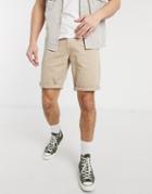 Asos Design Slim Denim Shorts In Stone-neutral
