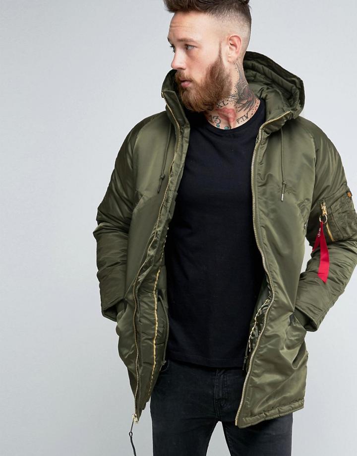 Alpha Industries N3b Slim Parka In Dark Green - Green