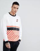 Asos Design Oversized Sweatshirt With Checkerboard Print-white