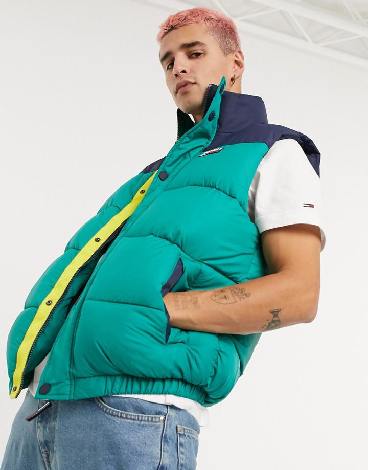 Tommy Jeans Puffer Vest In Midwest Green