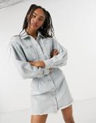 Signature 8 Denim Shirt Dress In Light Wash-blue