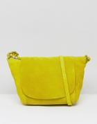 Asos Suede Curved Cross Body Bag - Yellow