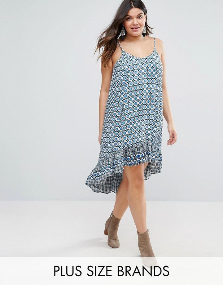 Diya Plus Dip Hem Dress - Blue