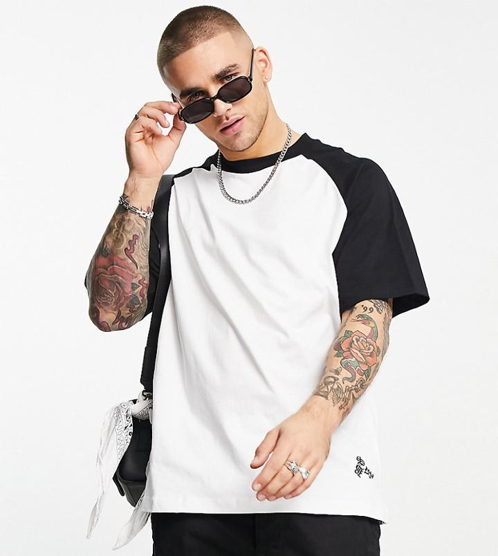 Bershka Oversized Raglan Sleeve T-shirt In Black