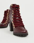 New Look Chunky Croc Heeled Boot In Dark Red - Red